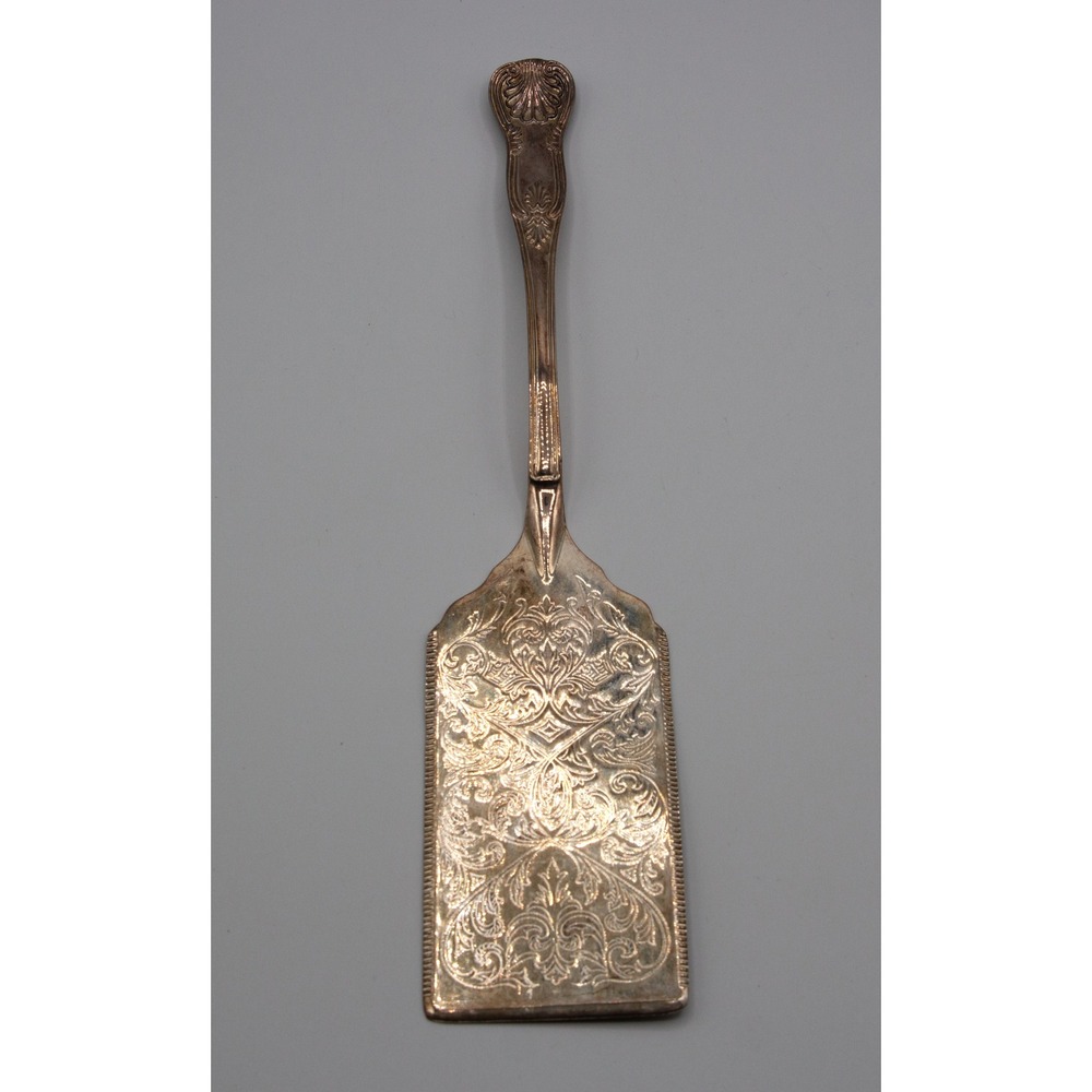 Silver Plated Etched‎ Floral Cake Pastry Server Shell Handle Vintage Style 10.5"